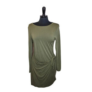 Alya Dress Faux Wrap Style Long Sleeve Green Size L